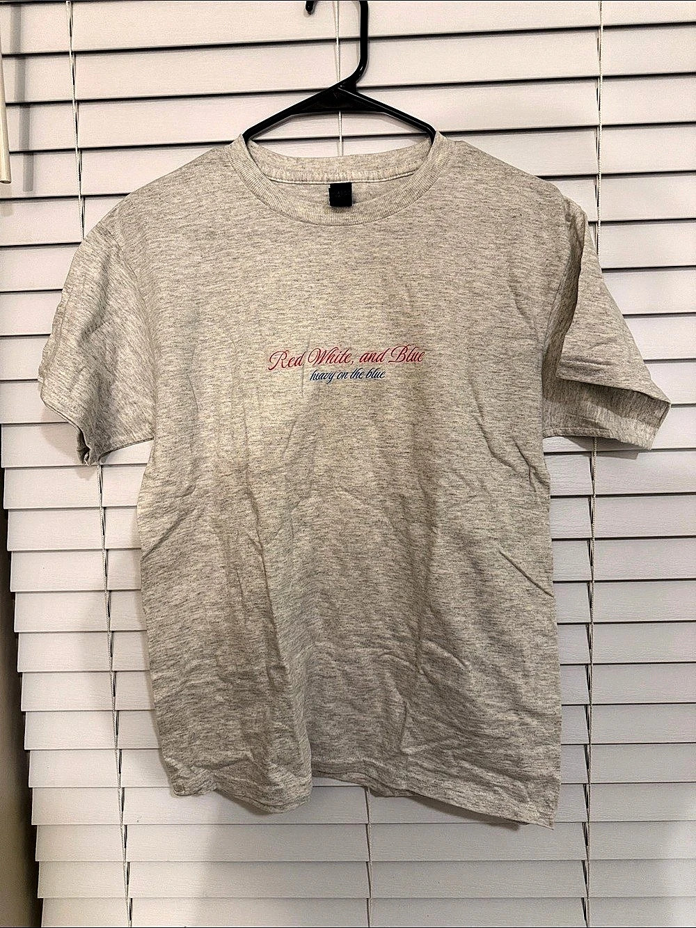 Gildan Red White and Blue Heavy on the Blue Graphic Tee Gray Large